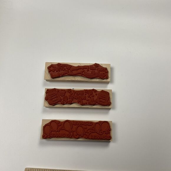 Hero Arts Happy Birthday Set of 3  Wood Mounted Rubber Stamp - Picture 2 of 5